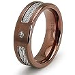 7.0mm Rose Gold Titanium Ring with Stainless Steel Cables and CZ (Sizes 7-12)