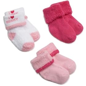 Luvable Friends 3 Pack Newborn Baby I Love Mommy And Daddy Socks, Pink-Mommy3-Pack Newborn Baby I Love Mommy and Daddy Socks