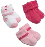 Luvable Friends 3 Pack Newborn Baby I Love Mommy And Daddy Socks, Pink-Mommy