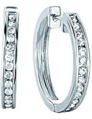 10K White Gold 1.03cttw Great For Any Day Channel Set Diamond Hoop Earrings