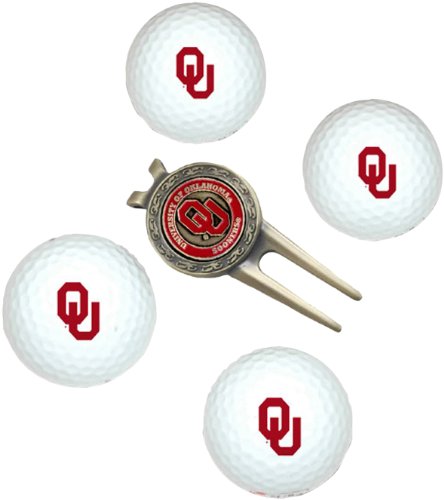 Oklahoma Sooners Pack Of 4 Golf Balls And Divet Tool Gift Set From Team Golf