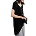 JOLLYCHIC Women's Solid Color Loose Asymmetry O-Neck Short Sleeve Cotton T Shirt One Size Black
