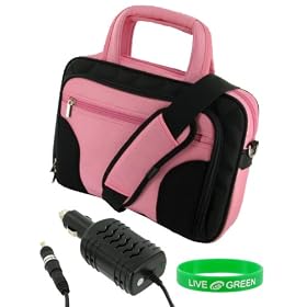 Dell Inspiron Mini IM10-2861 10.1-Inch Deluxe Netbook Carrying Case with 12v Car Charger Adapter - Pink