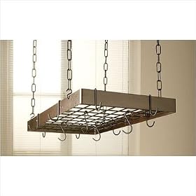 Rogar Hammered Copper Pot Rack with Grid and Optional Additional Pot Rack Hooks 2343 / 2344