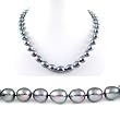 AugustinaJewelry Single Strand 18 Inch 9-10mm Black Oval Shape Freshwater Cultured Pearl Necklace