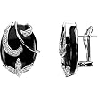 14K White Gold Onyx and Diamond Earrings