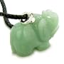 Elephant Money Talisman in Aventurine Gemstone Pendant Necklace