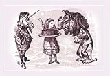 30 x 20 Stretched Canvas Poster Through the Looking Glass: Alice, Lion, Unicorn and Cake