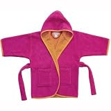 Two-Tone Terry Cover-Up Hooded Robe - Pink/Orange - XS 2-3 Years