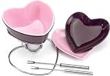 Chantal 2 Cup SweetHeart Fun Fondue Set, Semi Gloss Chocolate and Pink