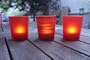 3-pc Red Frosted Votive Set with Realistic Battery Operated Flickering Tealights