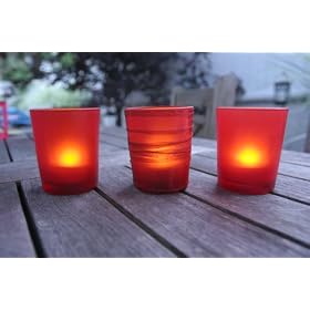 Buy 3-pc Red Frosted Votive Set with Realistic Battery Operated Flickering Tealights by Gerson now!