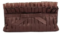 Pleaded, Satin with Bow, Small Cute Evening Bag - Crystal (N713)