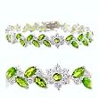 Sterling Silver Bracelets with Clear/Green CZ, 7 Inches