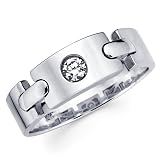 14K White Gold Round-cut Diamond Men's Couple Wedding Ring Band (0.16 CTW., G-H Color, SI1-2 Clarity)