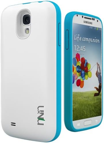 uNu Unity Samsung Galaxy S4 Battery Case [White/Blue] - External Slim Protective Battery Case Cover for Samsung Galaxy S4 Compatibles with All Models Samsung Galaxy S4 i9500