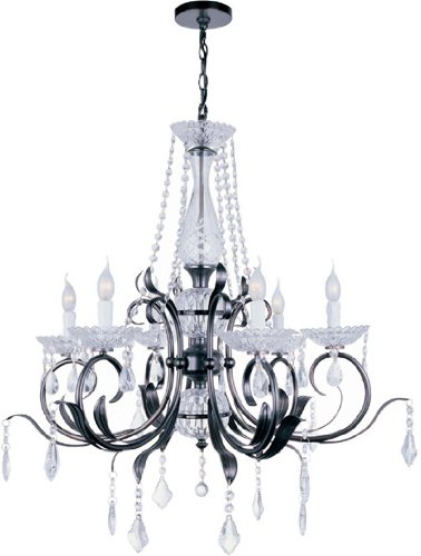 Lite Source EL-10024 Gardenia 6-Lite Chandelier Lamp, Dark Bronze And Crystals On Sale