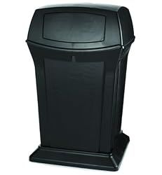 Rubbermaid Commercial 9171-88 45 Gallon Ranger Waste Container with 2 Doors, Square, 24-7/8" Width x 24-7/8" Depth x 41-1/2" Height, Black