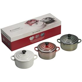 Le Creuset - Les c�ramiques - coffret de 3 mini cocottes - rondes - noel - 10cm - 91016300278000