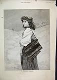 1892 Woman Wandering Minstrel Music Box Snow Scene