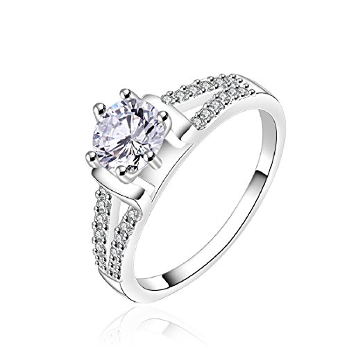 fashion 925 sterling silver jewelry luxury zircon classic upscale wedding ring size 7 white
