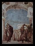 Giovanni Battista Tiepolo (Frescoes in the Villa Vallmarana, Vicenca, Scene: Ruggero naked Angelica exempt from the cliff, detail) White Wood-Mounted Art Poster Print - 13