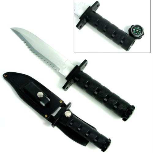 Trademark Black Survival Knife with Survival Gear
