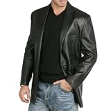 IMAGE OF BGSD Men's One-Button Lambskin Leather Blazer - Black X-Large