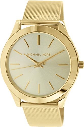 Michael Kors MK3282 Slim Runway Champagne Dial Gold-tone Mesh Women's Watch