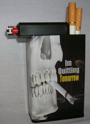 Cigarette Case Quit Smoking With Built on Lighter Holder