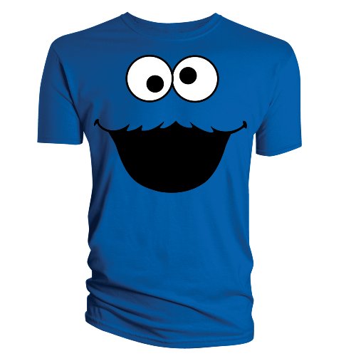 Sesame Street Monster Face Blue Mens T-Shirt Large