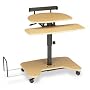 Hi-Hi-Lo Adj Pneumatic Workstation, 39-1/2 x 31-1/4 x 39-1/4, Teak Laminate Top