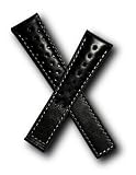 WSW Black perforated sports-style leather watchband with white stitching to fit TAG Heuer Monza models