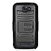 Eagle Cell for Alcatel OneTouch Fierce 2 7040T/Pop Icon A564C Hybrid Protective Skin Case Cover with Stand and Belt Clip Holster - Retail Packaging - Black/Black