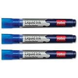 Nobo Drymarker for Drywipe Flipchart and OHP Bullet Tip Blue Ref 1901075 [Pack 12]