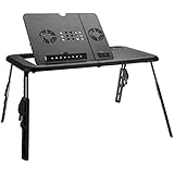HOMDOX-XT Laptop-Table-Stand Portable Folding Adjustable Bed Laptop Table Laptop Notebook Foldable Table Desk Cooling Pad(Black)