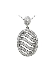 Zoe R (tm) 3D Sterling Silver Micro Pave Hand Set Cubic Zirconia (CZ) Pendant