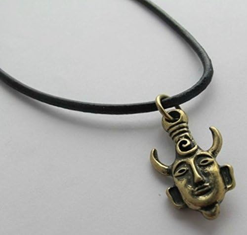 Oplaza Supernatural Dean Winchester Mask Amulet Demon Pendant Necklace 3 Colors Two-Sided Pendant (Antique Golden)