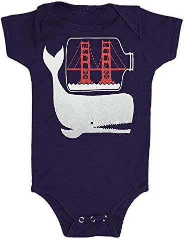 Gnome Enterprises San Francisco Whale Baby Onesie 12-18 Months Navy
