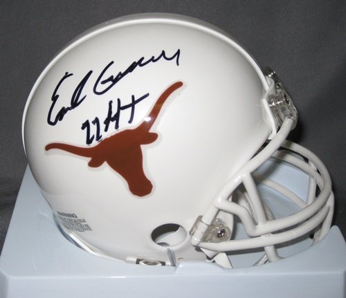 Earl Campbell Texas Longhorns NCAA Hand Signed Mini Football Helmet with 77 HT Inscription