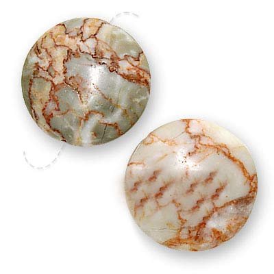 Orange Marble Sample Jasper Rotund Focal Pendant Beads 35mm