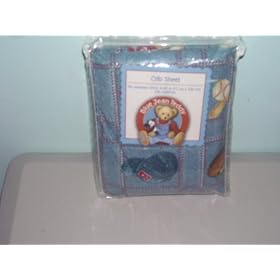 Click here to buy Blue Jean Teddy Crib Sheet.