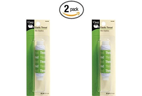 Dritz 9345W Elastic Sewing Thread, White, 30-Yard (2 pack)