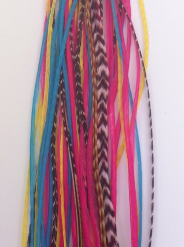 Yellow Pinkaquamarine & Grizley Salon Feathers