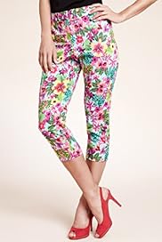 Cotton Rich Floral Slim Leg Tapered Trousers