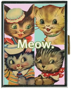 Retro-a-go-go Vintage Style Valentine Kittens Meow Cigarette, ID, Business, or Credit Card Case
