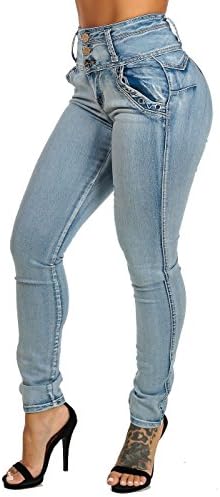Vior High Waisted Butt Lifting Levanta Cola Light Wash Skinny Jeans 10100K
