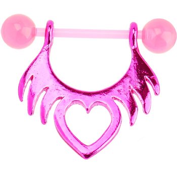 Bioplast Pink Tribal Heart Nipple Shield Piercing Jewelry