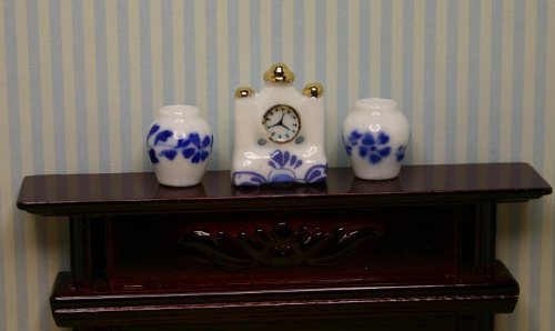 Mantle Clock and 2 Dollhouse Miniature