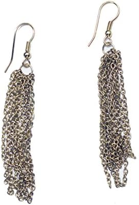 Fashion Jewelry Drape Chains Dangling on Big Silver Necklage - Includes Matching Earings - Silver!